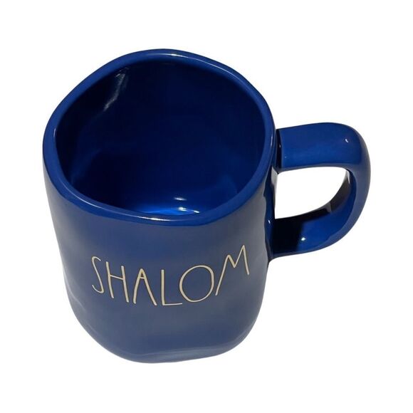 Rae Dunn Coffee Mug Blue & Metallic Gold “Shalom NWOT - Picture 7 of 9